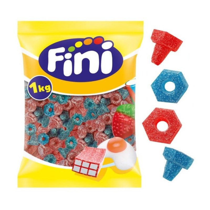 Fini Tuercas y Tornillos Fresa Frambuesa Superácidas 1 kg envase completo